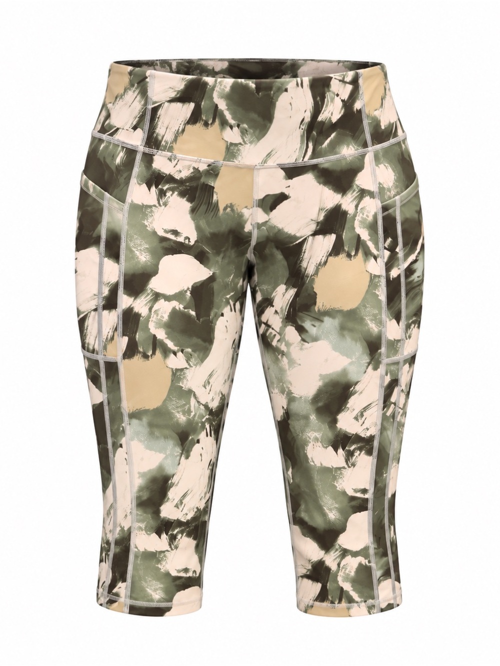 Athleta Olive Multi Brushstroke Capri Leggings